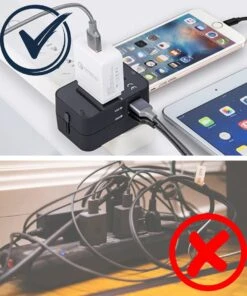 Wereldstekker Universeel - 2 USB-A Poorten - Inclusief 3-in-1 Oplader - Reisstekker Amerika - Internationale Reisstekker - 1500W -Voyago Winkel 1000x1200 21