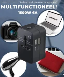 Wereldstekker Universeel - 2 USB-A Poorten - Inclusief 3-in-1 Oplader - Reisstekker Amerika - Internationale Reisstekker - 1500W -Voyago Winkel 1000x1200 22