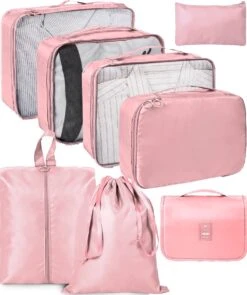 ForDig 8-Delige Packing Cubes (Roze) - Koffer Organizer Set - Bagage Organizers - Compression Cube Tassen - Travel Backpack Kleding Zakken