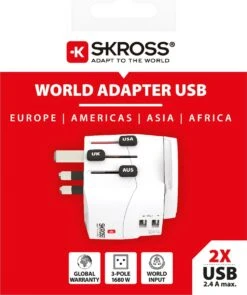 SKROSS - Reisadapter - Wereld Naar Europa - Met Randaarde Stekker (zonder Zwitserland & Italië) + 2xUSB 2400 MA -Voyago Winkel 1006x1200 3