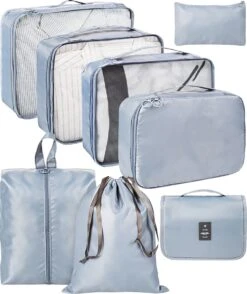 ForDig 8-Delige Packing Cubes (Grijs) - Koffer Organizer Set - Bagage Organizers - Compression Cube Tassen - Travel Backpack Kleding Zakken