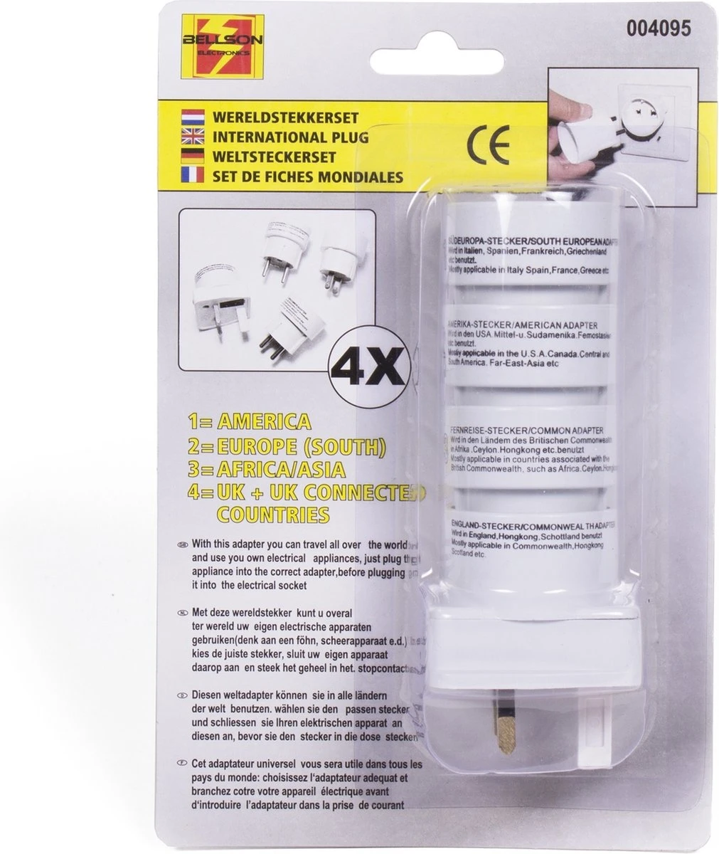 Benson Universele Reisstekker - 4-delig - Wereldstekker 5 Benson Universele Reisstekker - 4-delig - Wereldstekker - Afbeelding 3