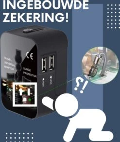 Wereldstekker Universeel - 2 USB-A Poorten - Inclusief 3-in-1 Oplader - Reisstekker Amerika - Internationale Reisstekker - 1500W -Voyago Winkel 1014x1200 8