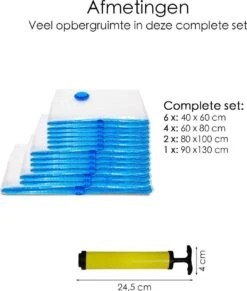 Vacuüm Opbergzakken - 13 Stuks Met Turbo Ventiel - Hoogwaardig, Ruimtebesparend En Herbruikbaar - Vacuümzak - 4 Handige Maten - Inclusief XL Zakken En Vacuüm Pomp -Voyago Winkel 1017x1200 7
