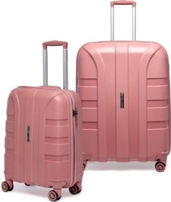 ©TROLLEYZ - Paris No.5 - Kofferset 2 Delig - 55+78cm Met TSA Slot - Dubbele Wielen - 360° Spinners - 100% Polypropyleen - Reiskoffers In Rose Blush -Voyago Winkel 1020x1200 5