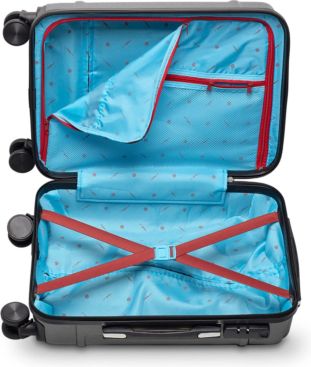 Tesla PC - Handbagage Koffer - 55x35x20 Cm - 4 Wielen - Grijs 5 Tesla PC - Handbagage Koffer - 55x35x20 Cm - 4 Wielen - Grijs - Afbeelding 3