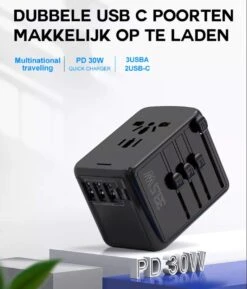 TravelHawk Universele Wereldstekker Met 2x Fastcharge USB-C En 3 USB Poorten - Reisstekker - Internationale Reisstekker Voor 150+ Landen - Amerika (USA) - Engeland (UK) - Australië - Azië - Zuid Amerika - Afrika - Wereldstekkers - Zwart -Voyago Winkel 1026x1200 8