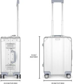 Aluminium Handbagage Koffer Mozzel Darrow - Reiskoffer Met Wielen - 51cm - Harde Koffer - Zilver -Voyago Winkel 1048x1200 4