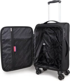 Decent D-Upright Handbagage Koffer - 55 Cm - TSA Slot - Zwart -Voyago Winkel 1049x1200