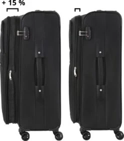 TravelZ Softspinner TSA Kofferset - 2-delig Handbagage + Grote Koffer 77cm - Dubbele Wielen - Zwart -Voyago Winkel 1050x1200 14