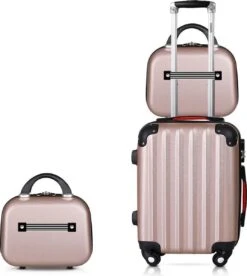 Monzana Hardcase Kofferset 4 Delig - Baseline Beautycase/M/L/XL - Rosé -Voyago Winkel 1072x1200 3