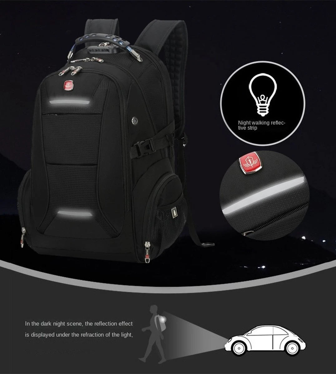 ASA-STAR Rugzak Met 2 USB Charging Anti-theft Laptopvak -Anti-Diefstal- Met Slot (zwart) - Inclusief 2 USB Oplaadstation- Backpack - School - Luxe Laptop Rugtas - Travel- Reistassen - Rugzak Slim Fit School/college Tas Jongens/meisjes -heren- Dames 9 ASA-STAR Rugzak Met 2 USB Charging Anti-theft Laptopvak -Anti-Diefstal- Met Slot (zwart) - Inclusief 2 USB Oplaadstation- Backpack - School - Luxe Laptop Rugtas - Travel- Reistassen - Rugzak Slim Fit School/college Tas Jongens/meisjes -heren- Dames - Afbeelding 7