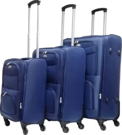 Castillo Travelerz 3 Delige Stoffen Kofferset - Expandable - Blauw