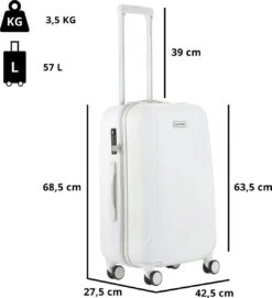 CarryOn Skyhopper Reiskoffer - 68.5cm TSA Trolley Met OKOBAN - Wit -Voyago Winkel 1092x1200