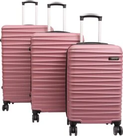 Tobeyz - Kofferset - 3-delig Roze Handbagage - Verrijdbaar Op 4 Wielen - Stevig ABS - Lichtgewicht, Trolley
