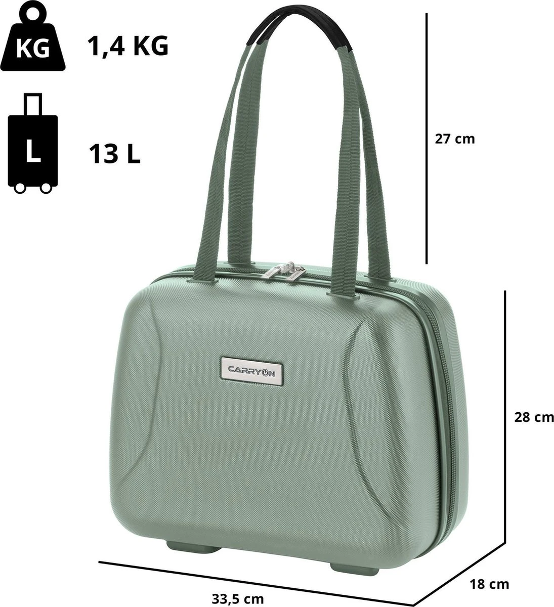 CarryOn Skyhopper Handbagage En Beautycase - 55cm TSA Trolley En Make-up Koffer - Olijf 8 CarryOn Skyhopper Handbagage En Beautycase - 55cm TSA Trolley En Make-up Koffer - Olijf - Afbeelding 6