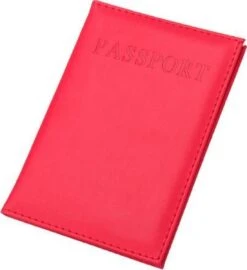 Merkloos Rode Leren Paspoorthouder - Paspoort Hoesje - Cover - Mapje