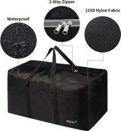 WEERY Reistas, 96L Grote Waterdichte Reistassen, Lichtgewicht Opvouwbare Plunjezakken Voor Weekenders Heren Dames, Zwart -Voyago Winkel 1101x1200 2