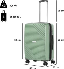 CarryOn Transport TSA Reiskoffer - Trolley 67cm Met Expander - OKOBAN - Dubbele Wielen - Olijf -Voyago Winkel 1104x1200 2