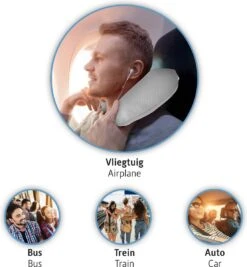 Komfortec Nekkussen (reizen) - Reiskussen - Traagschuim Nekkussen Voor Vliegtuig, Auto, Bus, Trein En Camping - U-vormig - Lichtgrijs -Voyago Winkel 1110x1200 11