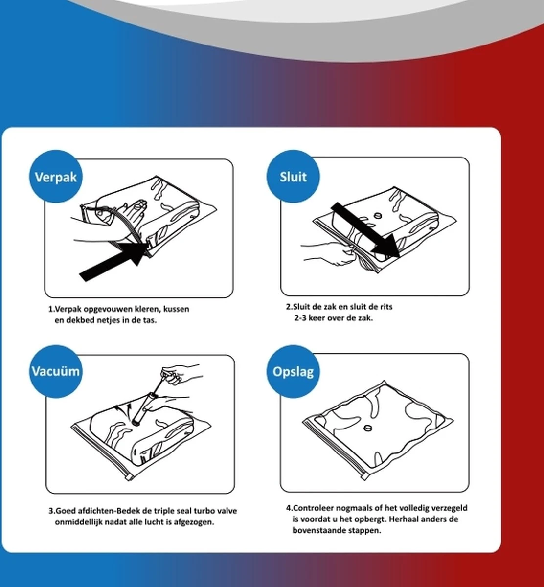 Merkloos Racoon Products-Vacuümzakken Voor Kleding En Dekbedden- 20 Vacuüm Opbergzakken Inclusief Handpomp – Reiszakken XXL Voor De Koffer 4 Merkloos Racoon Products-Vacuümzakken Voor Kleding En Dekbedden- 20 Vacuüm Opbergzakken Inclusief Handpomp – Reiszakken XXL Voor De Koffer - Afbeelding 2