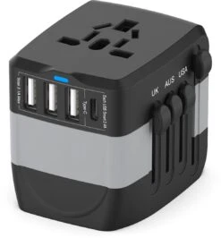 Universele Wereldstekker Met 4 USB-C En USB Poorten - Internationale Reisstekker Voor 150+ Landen - EU - Engeland (UK) - Amerika (USA) - Australië - Azië - Zuid Amerika - Reis Adapter - Wereld Stekker - Oplader – Zwart -Voyago Winkel 1113x1200 8