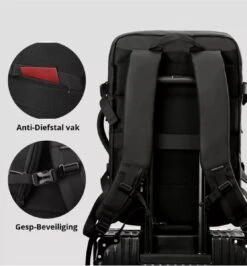 HEANVER Travel Elite - Reistas Handbagage - Weekendtas - 17inch Laptop Rugzak - Backpack Waterafstotend - 30L / 60 Liter Tas - Zwart / Antraciet -Voyago Winkel 1114x1200 4