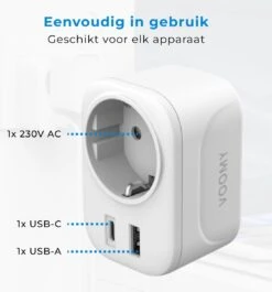 Voomy Reisstekker Amerika/USA - Wereldstekker Type B - USB-C & USB-A - Wit 18 Voomy Reisstekker Amerika/USA - Wereldstekker Type B - USB-C & USB-A - Wit -Voyago Winkel 1117x1200 4