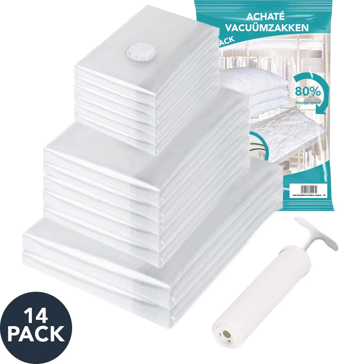 Achaté Vacuümzakken Voor Kleding En Dekbedden - 13 Vacuüm Opbergzakken Inclusief Handpomp 3 Achaté Vacuümzakken Voor Kleding En Dekbedden - 13 Vacuüm Opbergzakken Inclusief Handpomp