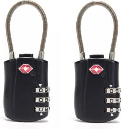 TSA Kofferslot 3 Cijfers - Reisslot - Reis Cijferslot - Cijferhangslot - Hangslot - Bagageslotjes - Slot Voor Bagage - Zwart - 2 Stuks
