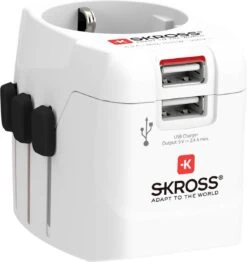 SKROSS - Reisadapter - Europa Naar Wereld - Met Randaarde Stekker (zonder Zwitserland & Italië) + 2xUSB 2400 MA -Voyago Winkel 1130x1200 9