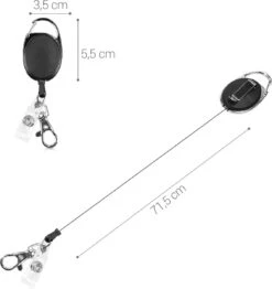 Kwmobile Sleutelhanger Met Uittrekbaar Koord - Set Van 2 Stuks - Uitschuifbare Broekclip Voor Sleutels En Pasje - Uittrekbare Pasjeshouder - Zwart -Voyago Winkel 1132x1200 21