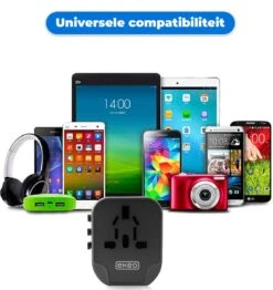 EKEO - Universele Wereldstekker - Reisstekker Met 2 Quick USB Poorten - 2000 Watt - 150+ Landen - Zwart -Voyago Winkel 1133x1200 7