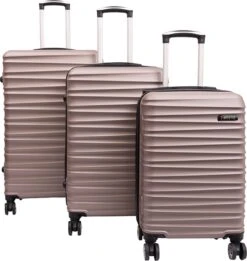 Tobeyz - Kofferset - 3-delig Lichtbruin Handbagage - Verrijdbaar Op 4 Wielen - Stevig ABS - Lichtgewicht, Trolley