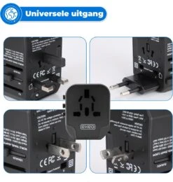 EKEO - Universele Wereldstekker - Reisstekker Met 2 Quick USB Poorten - 2000 Watt - 150+ Landen - Zwart -Voyago Winkel 1140x1200 4