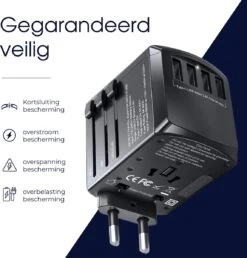 Bolke Reisstekker - Universele Wereldstekker - USB Poorten - UK / AU / EU / US - 5 In 1 -Voyago Winkel 1148x1200 5