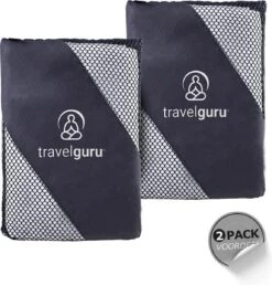 TravelGuru Microvezel Reishanddoek Set Van 2x Large (85 * 150cm) - Sneldrogende, Lichtgewicht Handdoek Ideaal Voor Sporten, Reizen, Outdoor & Strand - Microfiber Travel Towel XL - Grijs