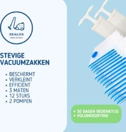 Sealos - 12 Pack Vacuümzakken Voor Kleding En Dekbedden - Verschillende Maten N°16 - Met 2 Pompen - Transparant -Voyago Winkel 1151x1200 19