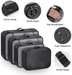 LIXIN Packing Cubes Set 8-Delig - Zwart - Kleding Organizer Voor Reis Koffer - Tassen En Backpack - Bagage Organizers - Geschikt Voor Kleding, Schoenen En Make-up - Reistas - Opbergtassen - Opbergzakken - Travel Accessoires -Voyago Winkel 1152x1200 15