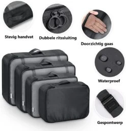 Travelistic Packing Cubes Set 8-delig - Organizer Voor Koffer En Backpack - Zwart -Voyago Winkel 1155x1200 4