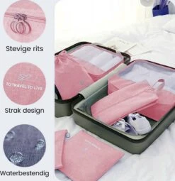 Somstyle Packing Cubes Set 7-Delig - Kleding Organizer Voor Reis Koffer, Backpack En Tas - Travel Bag Opbergzakken - Pack Compression Cubes - Geschikt Voor Kleding, Schoenen En Elektronica - Roze -Voyago Winkel 1163x1200 10