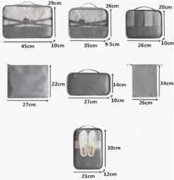 Merkloos Luxe Packing Cubes Set - Uitgebreide 7 Delige Set - Kleding Organizer Voor Koffer En Backpack - Bagage Organizers Voor Kleding - Ondergoed - Schoenen - Elektronica - Waszak - Blauw -Voyago Winkel 1163x1200 11