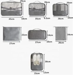 Merkloos Luxe Packing Cubes Set - Uitgebreide 7 Delige Set - Kleding Organizer Voor Koffer En Backpack - Bagage Organizers Voor Kleding - Ondergoed - Schoenen - Elektronica - Waszak - Zwart -Voyago Winkel 1165x1200 12