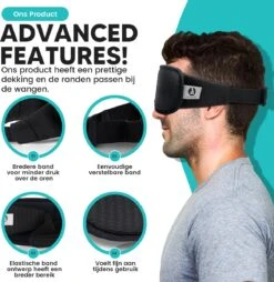 Apeiron Slaapmasker Met Opbergzakje Voor Mannen En Vrouwen - Luxe 3D Oogmasker - Traagschuim - 100% Verduisterend - Zwart -Voyago Winkel 1166x1200 9