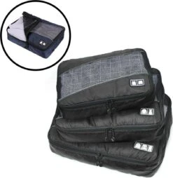 Merkloos Decopatent® Packing Cubes SET 3 Delig - Organizer Voor Koffer En Backpack - Bagagage Organizers Kleding Ondergoed Schoenen - Zwart -Voyago Winkel 1169x1200 11