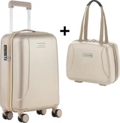 CarryOn Skyhopper Handbagage En Beautycase - 55cm TSA Trolley En Make-up Koffer - Champagne -Voyago Winkel 1173x1200