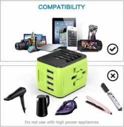 FEDEC Universele Wereldstekker Met 4 USB Poorten - Internationale Reisstekker Voor 150+ Landen - Engeland (UK) - Amerika (USA) - Australië - Azië - Zuid Amerika - Reis Adapter - Wereld Stekker - Oplader – Wit -Voyago Winkel 1174x1200 5