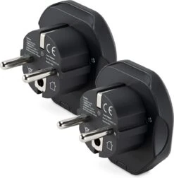 Kwcommerce Reisstekker UK Naar EU – Geschikt Voor Stopcontacten Type C, E En F - Set Van 2 Stuks - Reisadapters - Zwart