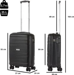 TravelZ Big Bars Handbagagekoffer 55cm Met TSA-slot - Ultrasterk - Zwart -Voyago Winkel 1175x1200