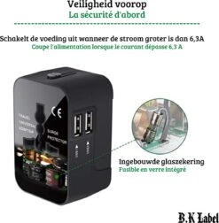 B.K Label Universele Internationale Reisstekker - 2 Usb Poorten -Voyago Winkel 1175x1200 6